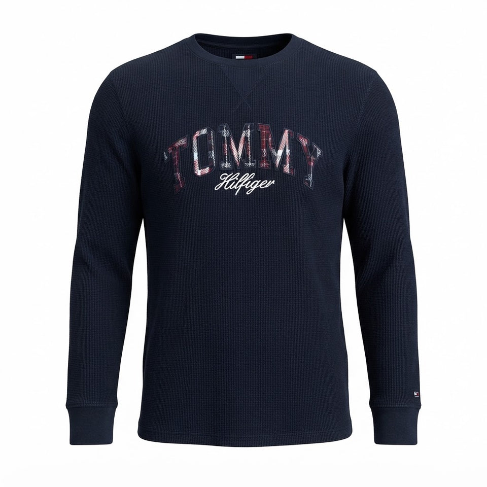 Tommy Hilfiger Men's Navy Chest Logo Print Pajama Top