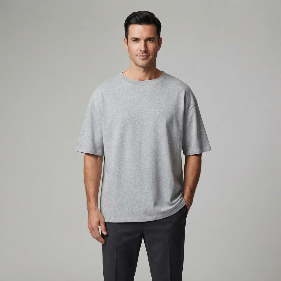 Club Room Men's Grey Plain Crewneck T-Shirt