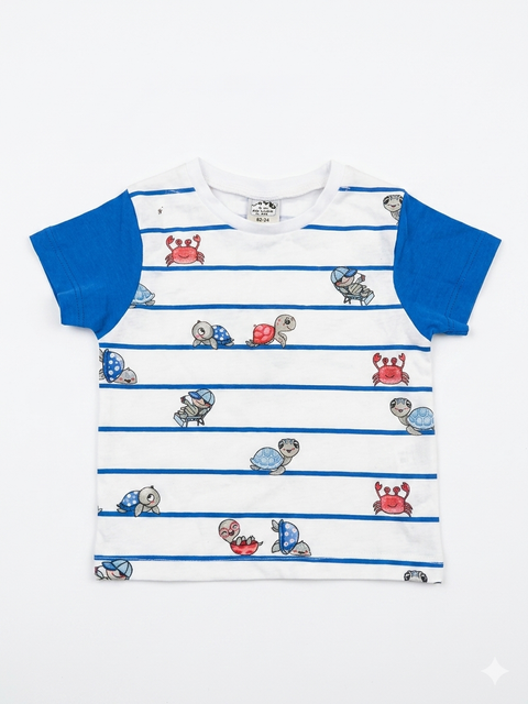 Charanga Baby Boy's White/Blue Turtle Printed T-Shirt | Charanga In Lebanon