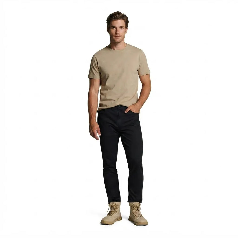 Sinsay Men's Washed Black Classic Slim-Fit Trousers
