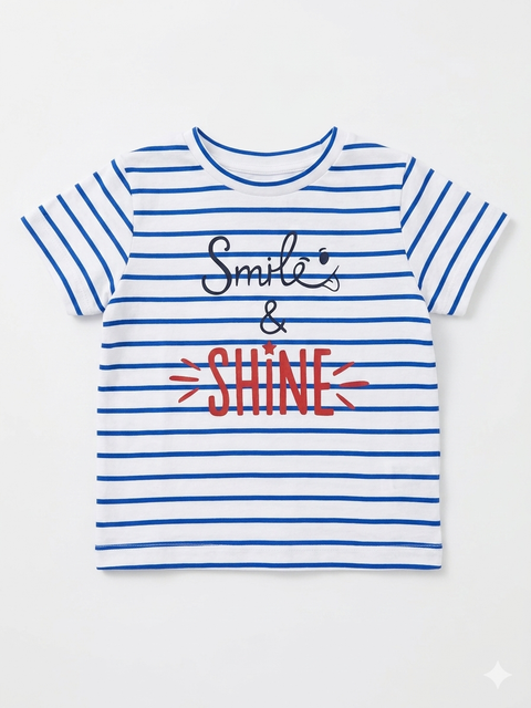 Charanga Baby Boy's Blue/White Striped "Smile & Shine" T-Shirt | Charanga  In Lebanon