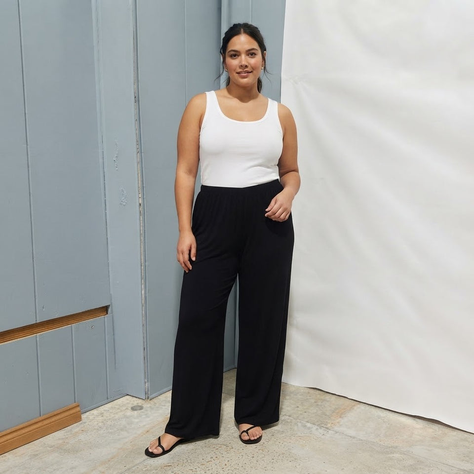 R&M Richards Women's Black Plus-Size Relaxed Fit Lounge Pants