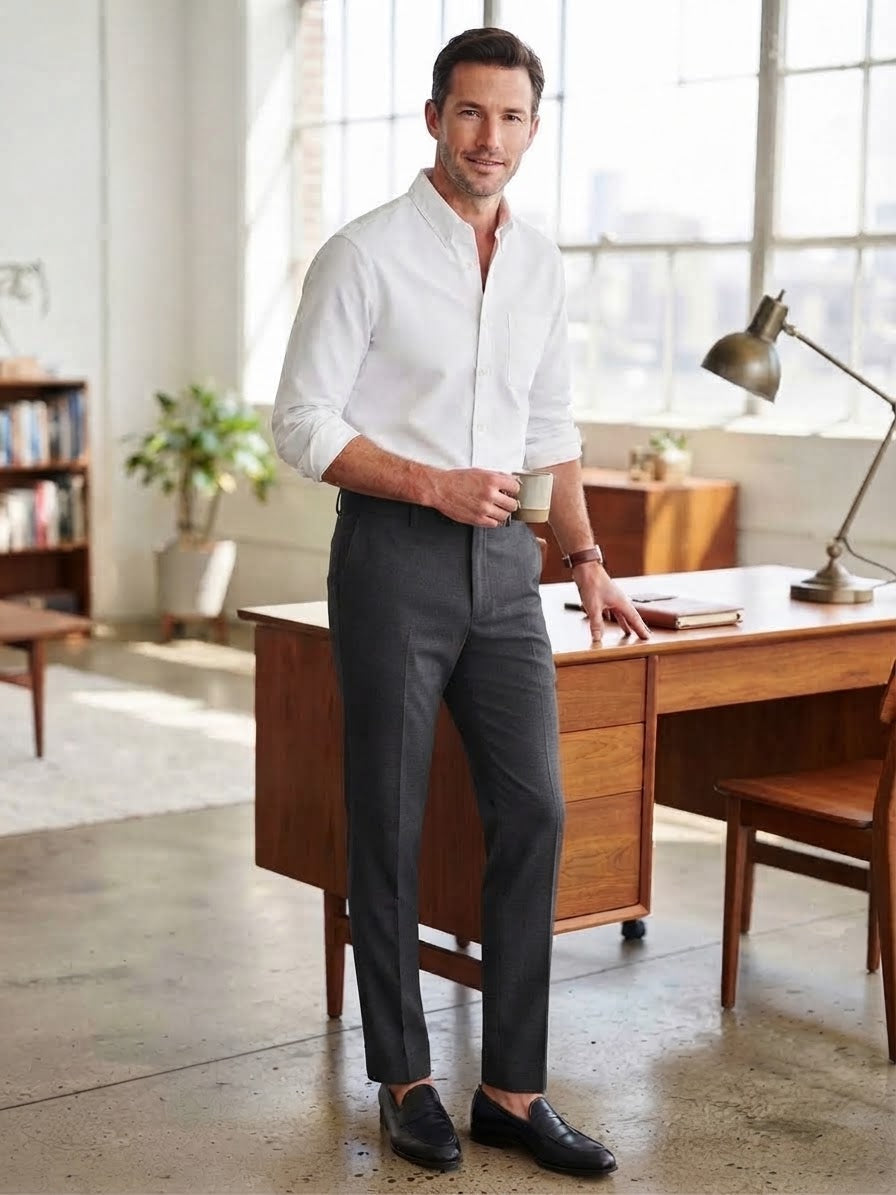 DKNY Men's Dark Grey Classic Formal Trouser