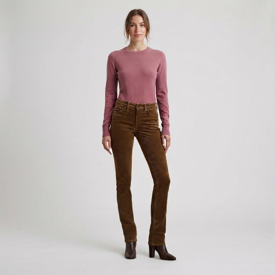 Polo Ralph Lauren Women's Brown Stretch Corduroy Mid-Rise Straight Pants