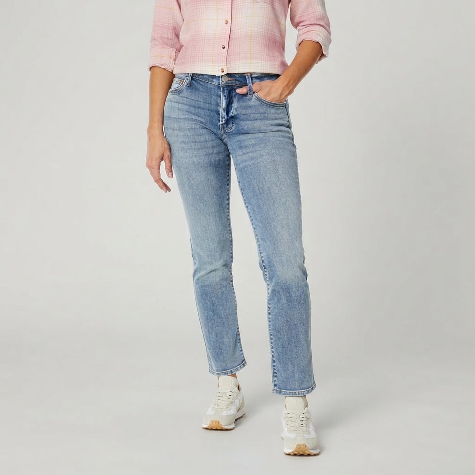Lucky Brand Women's Washed Blue Mid-Rise Sweet Straight Leg Jeans