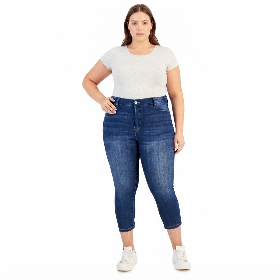 Celebrity Pink Women's Blue Mid-Rise Cropped Skinny Jeans