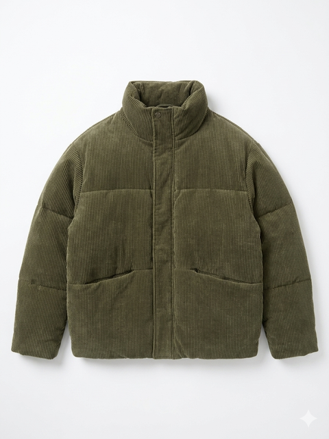Redefined Rebel Men's Olive Green High Stand Up Puffer Jacket | Redefined Rebel In Lebanon
