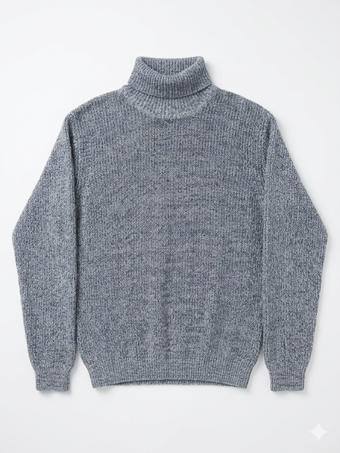 Redefined Rebel Men's Washed Blue Turtleneck Pullover Sweater | Redefined Rebel In Lebanon