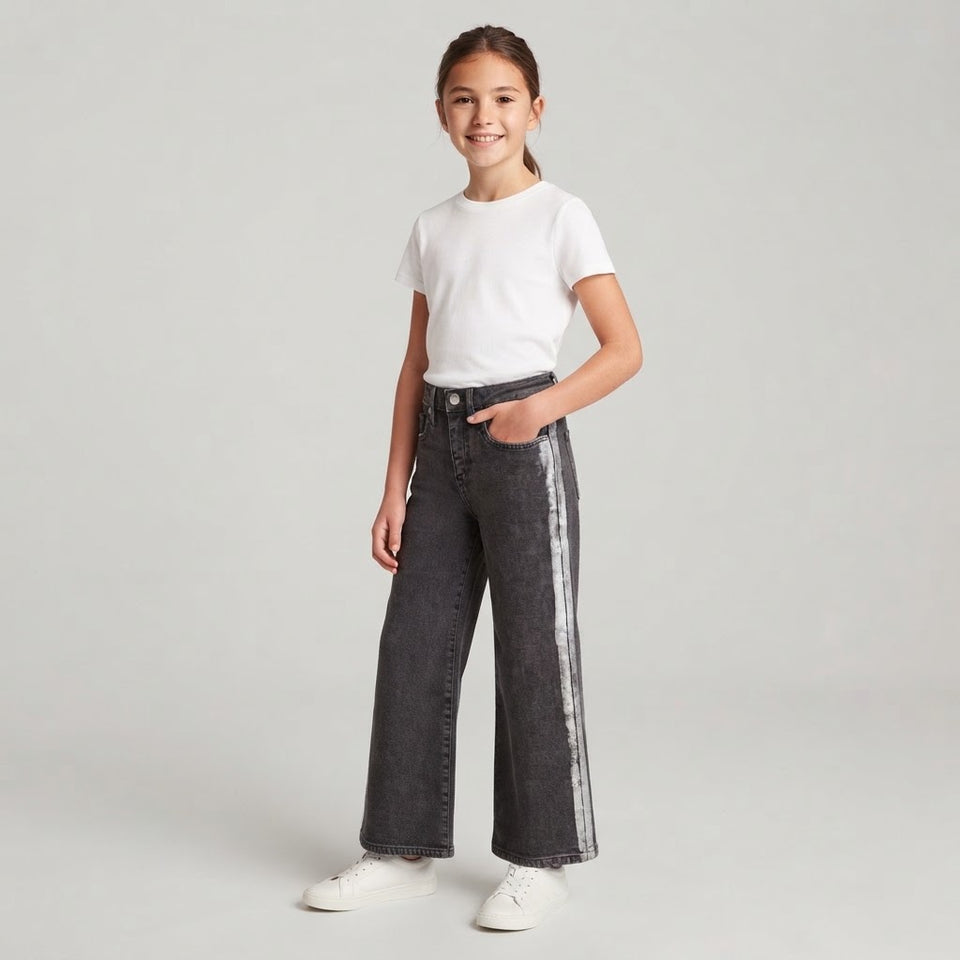 Epic Threads Girl's Washed Black Flare Crop Jeans