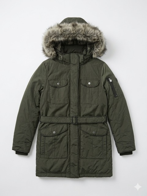 Q/S Women's Olive Green Parka Coat | Q/S In Lebanon