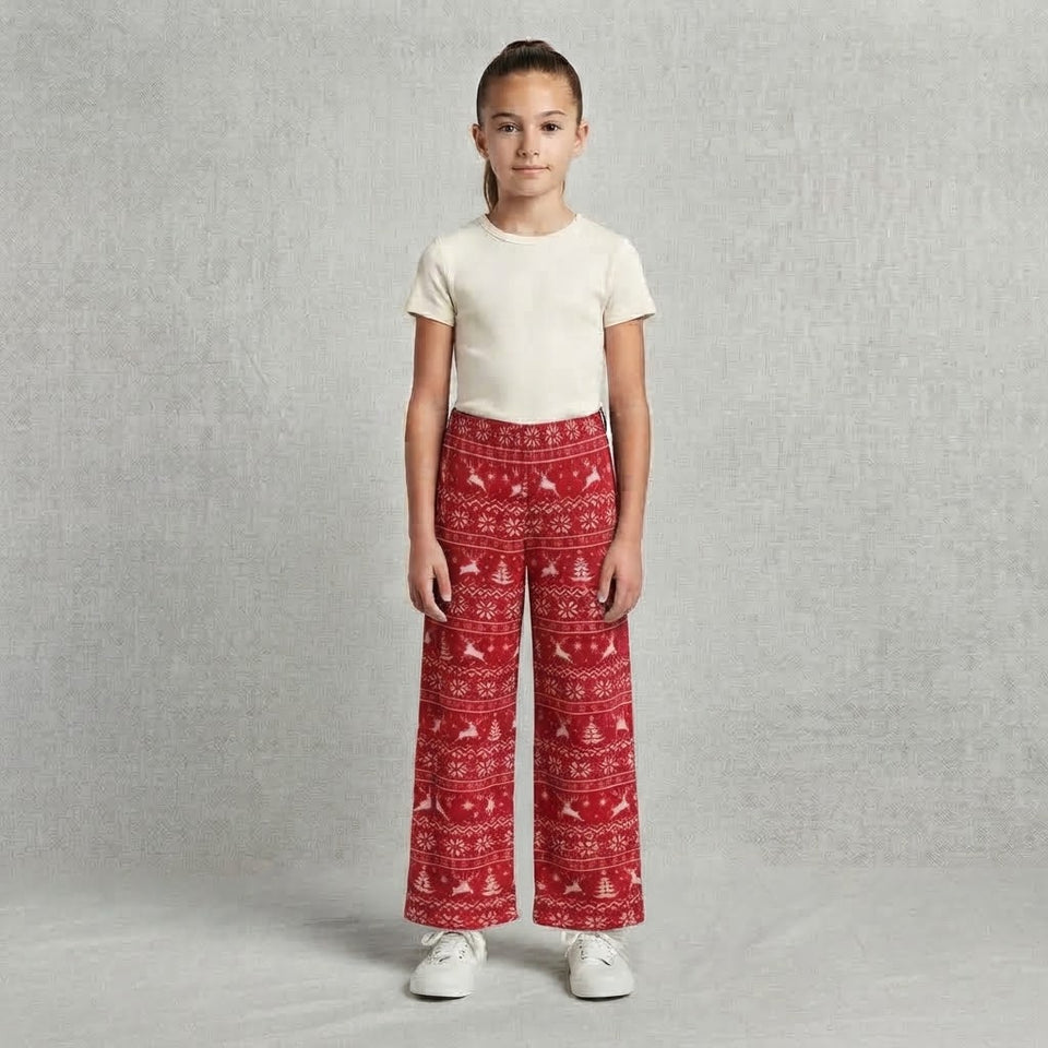 Holiday Lane Girl's Red & White Deer Fair Printed Pajama Bottom