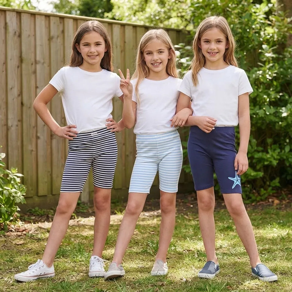 Sinsay Girl's Multicolor Striped Pack Of 3 Biker Shorts