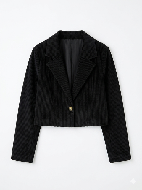 X Lacati Stili Women's Black Cropped Corduryo Jacket | X Lacati Stili In Lebanon