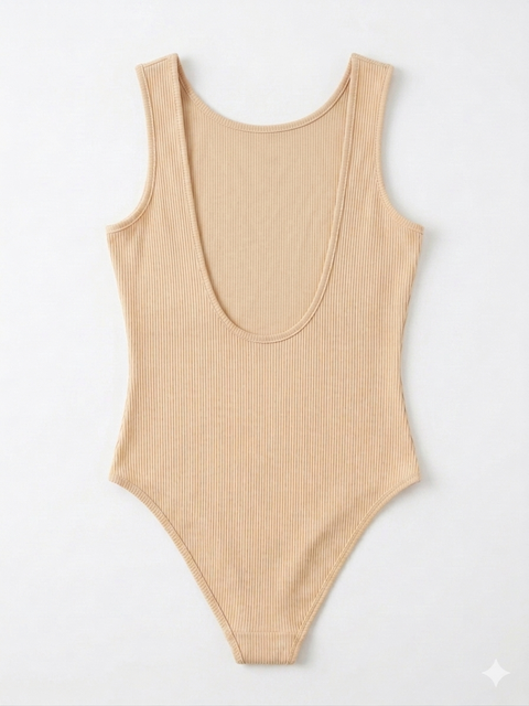 Don't Call Me Jennyfer Women's Beige Ribbed Sleeveless Bodysuit | Don't Call Me Jennyfer In Lebanon