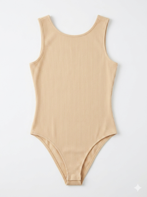 Don't Call Me Jennyfer Women's Beige Ribbed Sleeveless Bodysuit | Don't Call Me Jennyfer In Lebanon