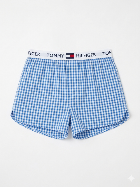 Tommy Hilfiger Men's Blue & White Checked Woven Boxer  | Tommy Hilfiger In Lebanon