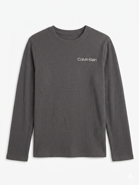 Calvin Klein Boy's Grey Waffle Knit Long Sleeve Blouse | Calvin Klein In Lebanon
