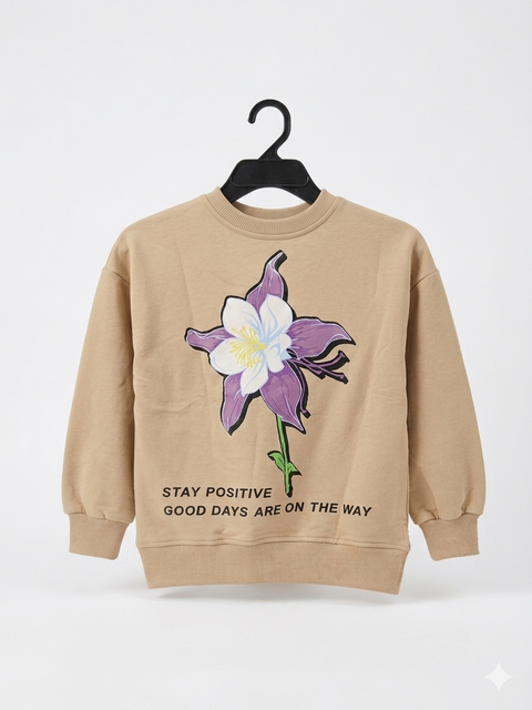 Haykids Club Girl's Beige Printed Sweatshirt | Haykids Club In Lebanon