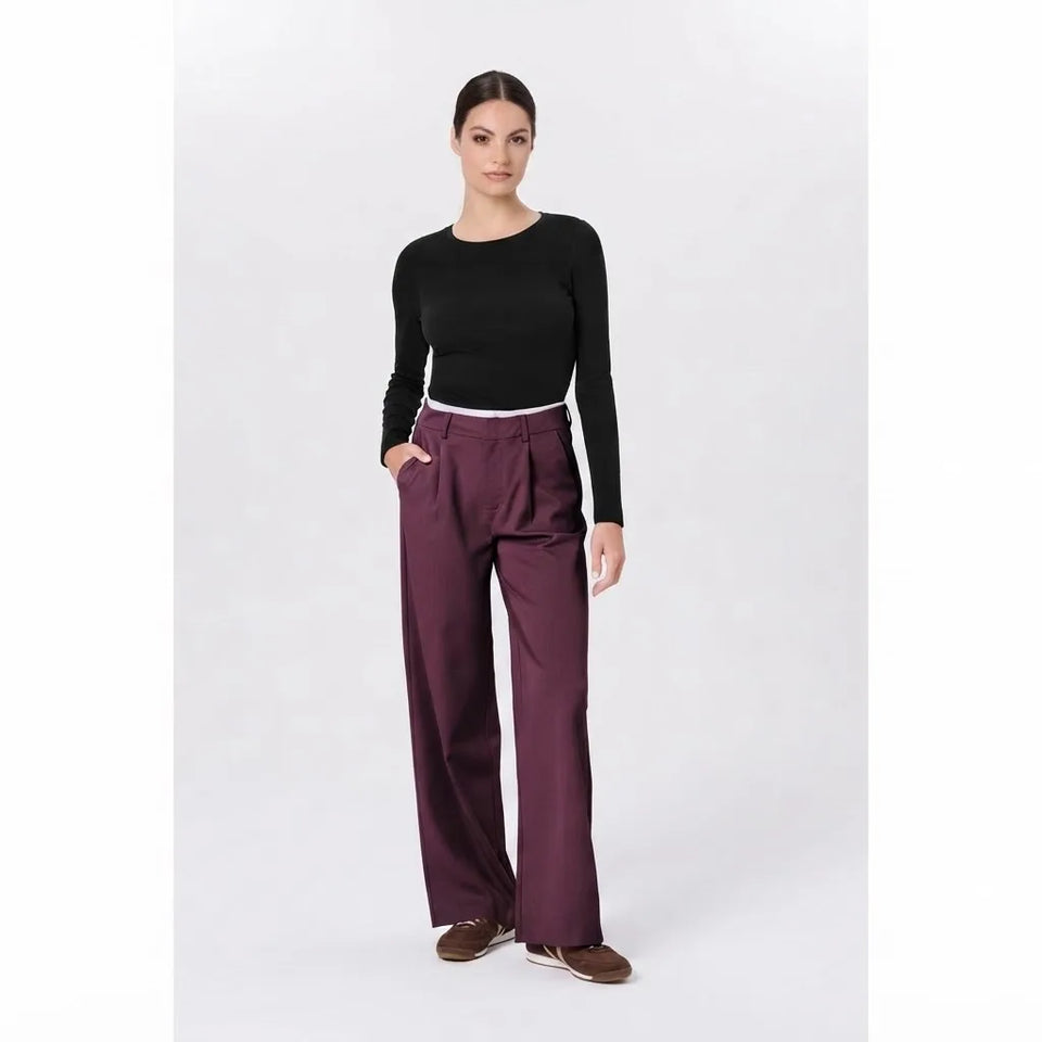 Sinsay Women's Plum High-Waiste Trousers