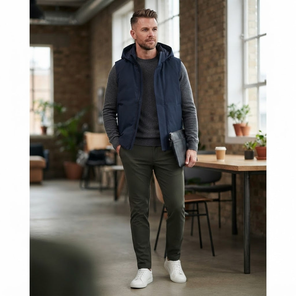 Calvin Klein Men's Navy Hooded Puffer Vest