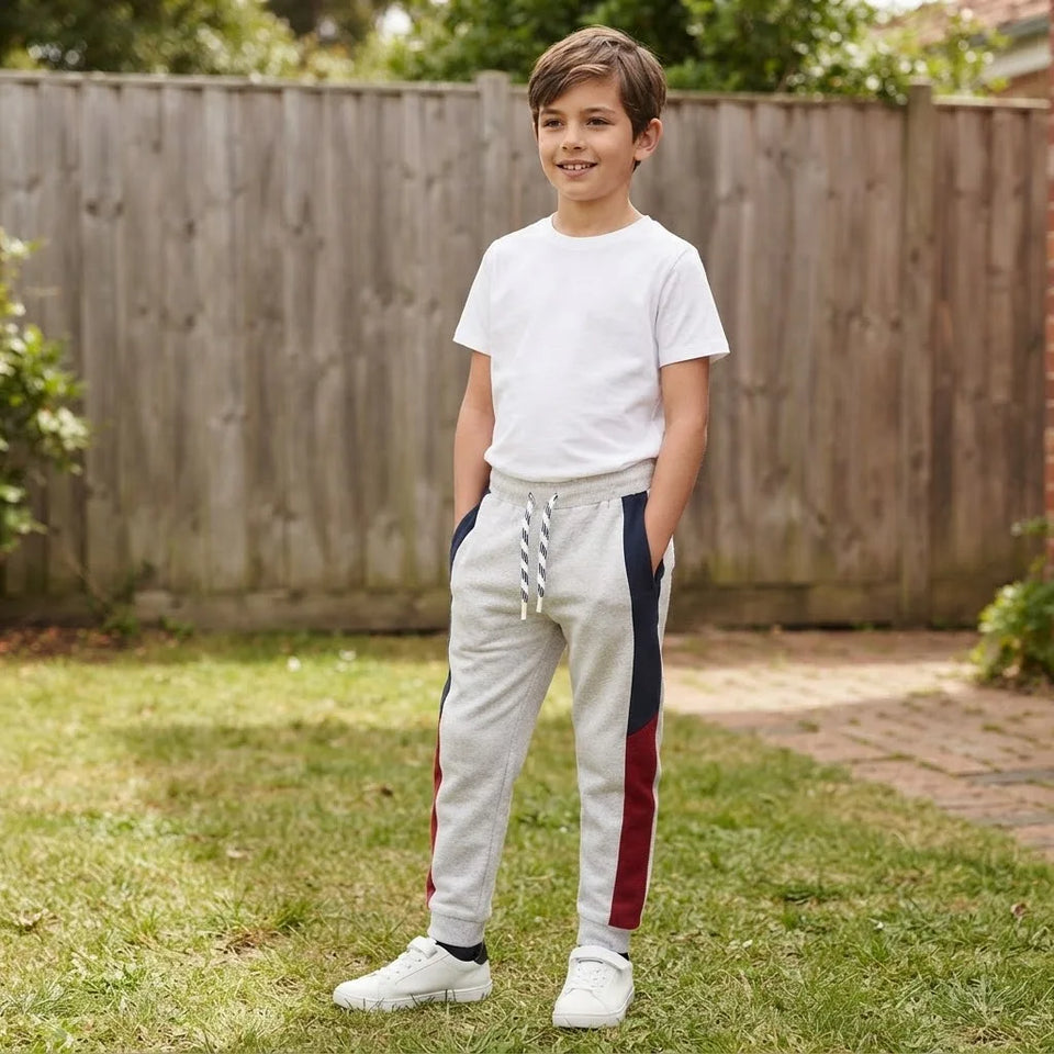 Sinsay Boy's Light Grey Color-Blocked Sweatpants