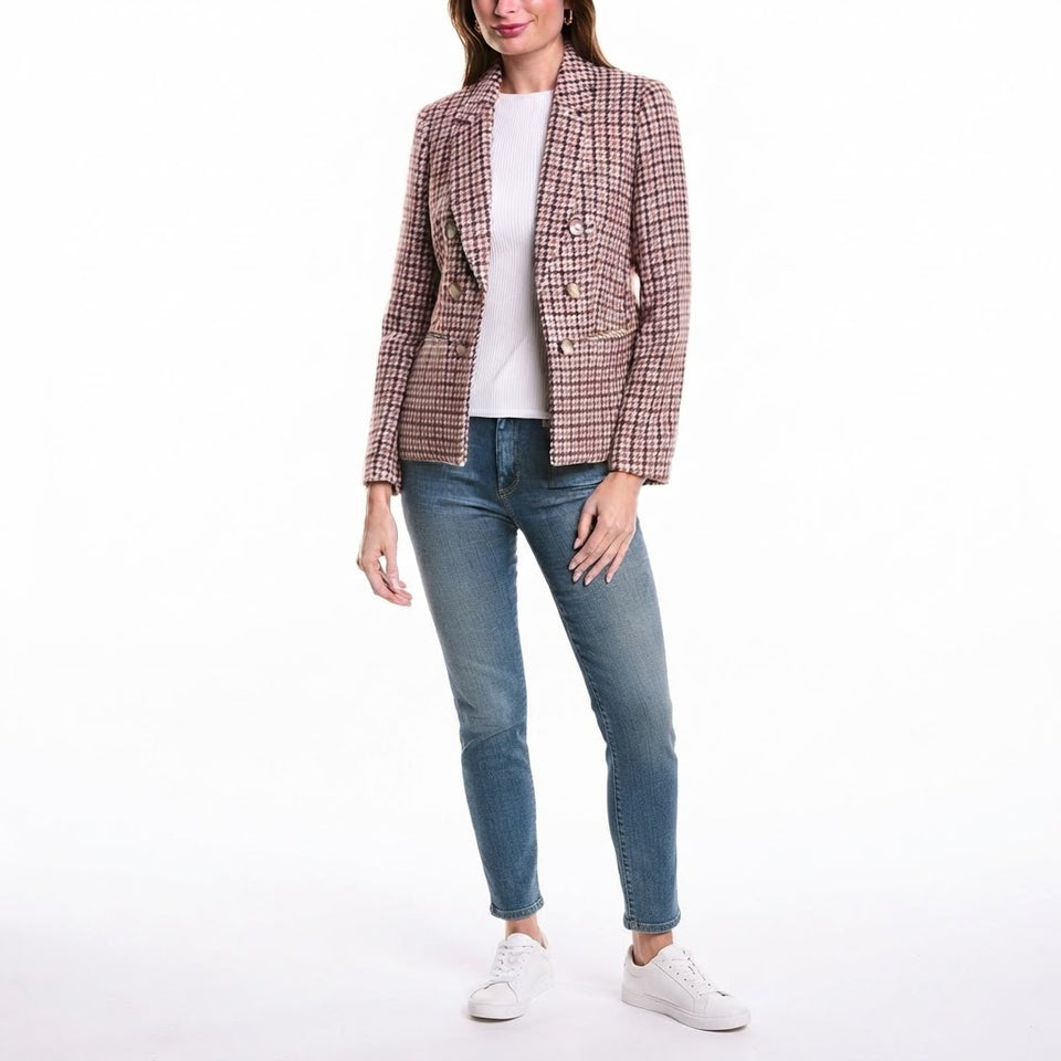 Jones New York Women's Multicolor Houndstooth Double-Breasted Jacket