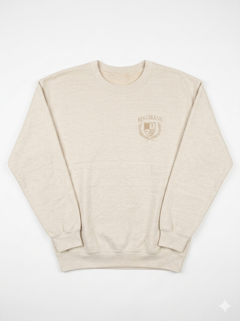 BDG Jeans Men's Beige Logo Embroidered Pullover Sweatshirt | BDG Jeans In Lebanon