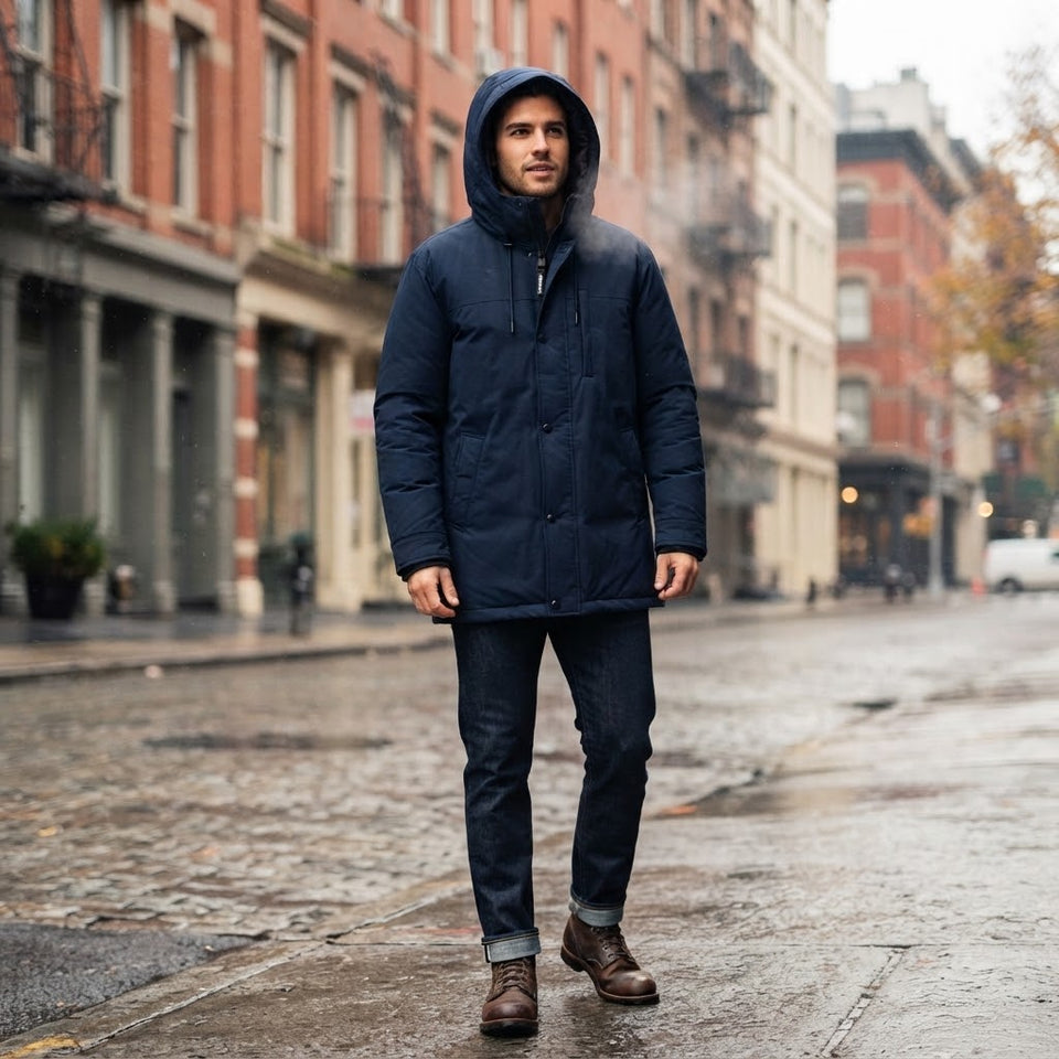 Calvin Klein Men's Navy Hooded Insulated Parka Jacket