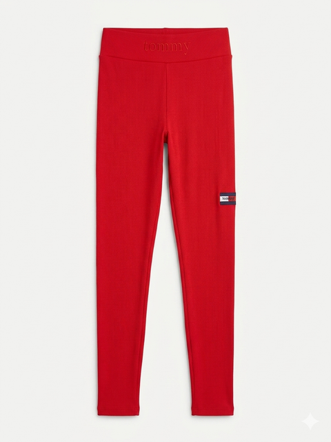 Tommy Hilfiger Women's Red Logo Embroidered Ribbed Legging | Tommy Hilfiger In Lebanon