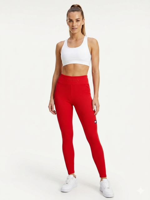 Tommy Hilfiger Women's Red Logo Embroidered Ribbed Legging | Tommy Hilfiger In Lebanon