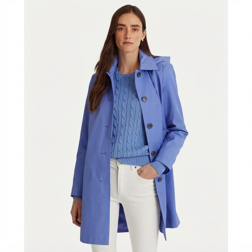 Lauren Ralph Lauren Women's Light Blue Hooded Raincoat