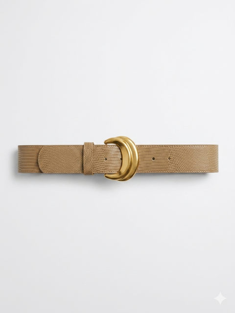 SD Women's Beige Wide Leather Belt | SD In Lebanon