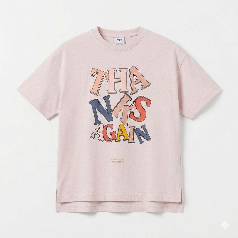 Zara Girl's Pink Printed Crew Neck T-Shirts | Zara In Lebanon