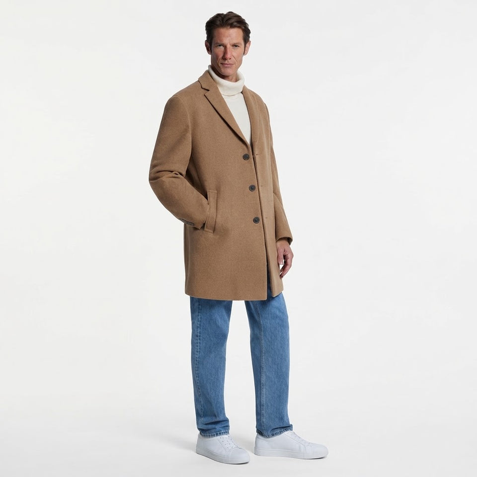 Calvin Klein Men's Tan Wool-Blend Coat