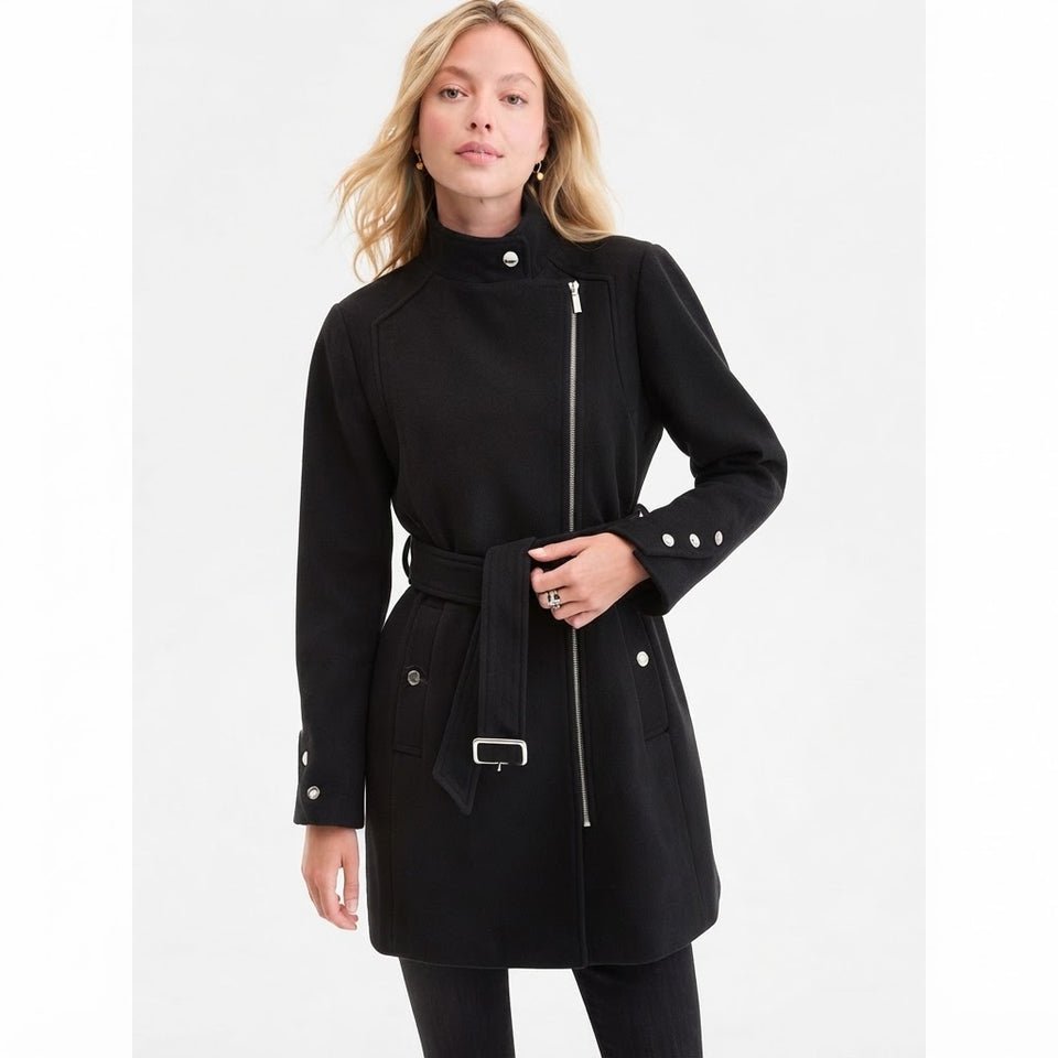 Michael Kors Women's Black Classic Belted Coat