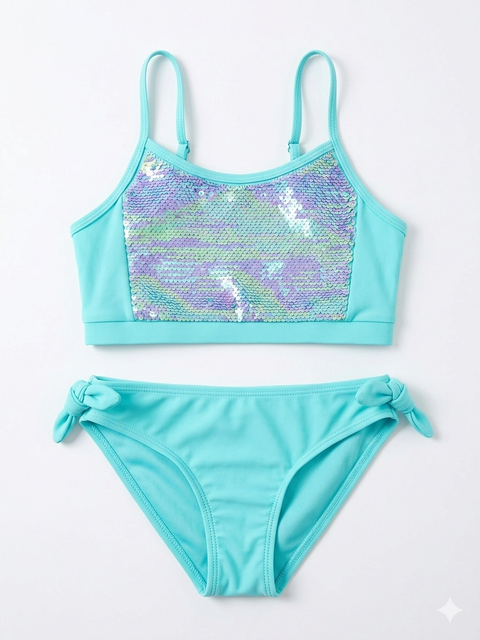 Reserved Girl's Aqua 2pc Bikini Set With Sequins | Reserved In Lebanon