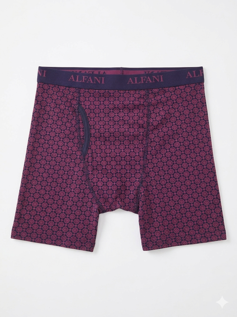 Alfani Men's Navy/Purple Boxer Brief With Geometric Print | Alfani In Lebanon