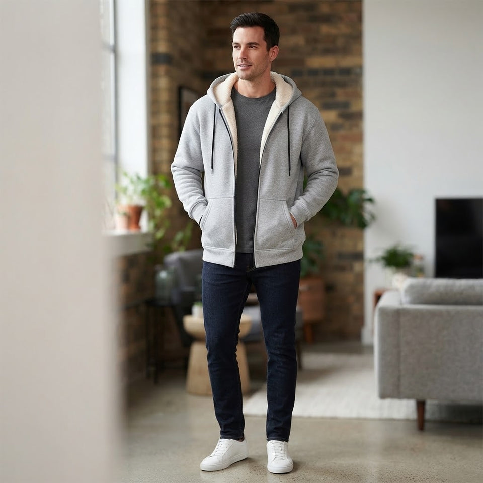 Blue Ice Men's Grey Fleece Line Thermal Jacket