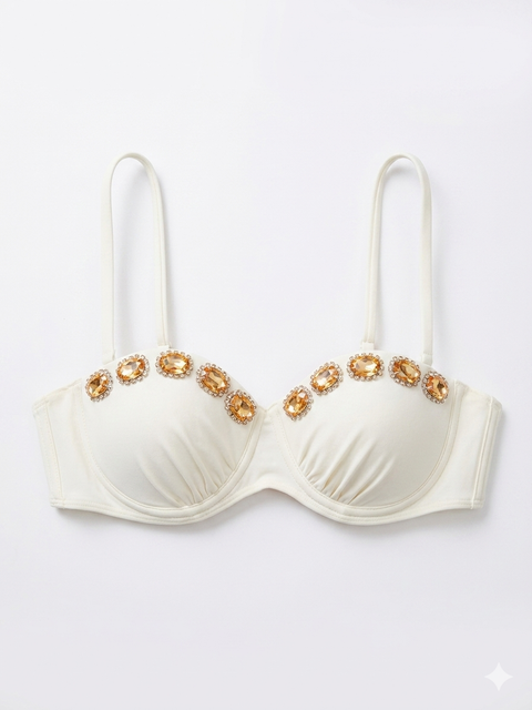 Ted Baker Women's White Bikini Top With Gold-Tone Embellishment | Ted Baker In Lebanon