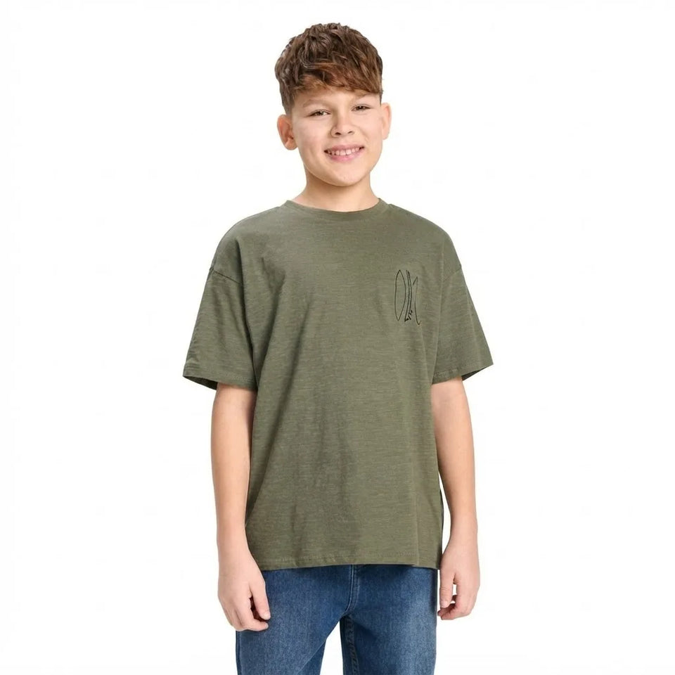 Sinsay Boy's Olive Green Back Printed T-Shirt