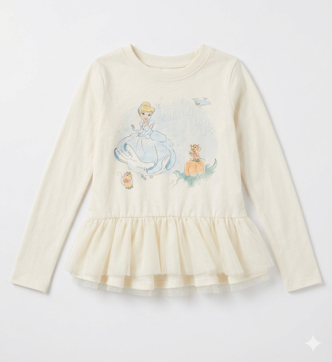 Disney Girl's White Cinderella Printed Blouse | Disney In Lebanon