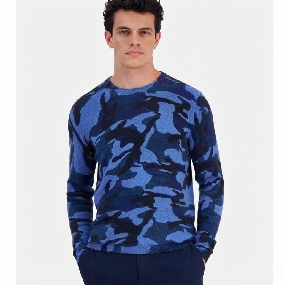 Club Room Men's Navy & Blue Camouflage Knit Sweater