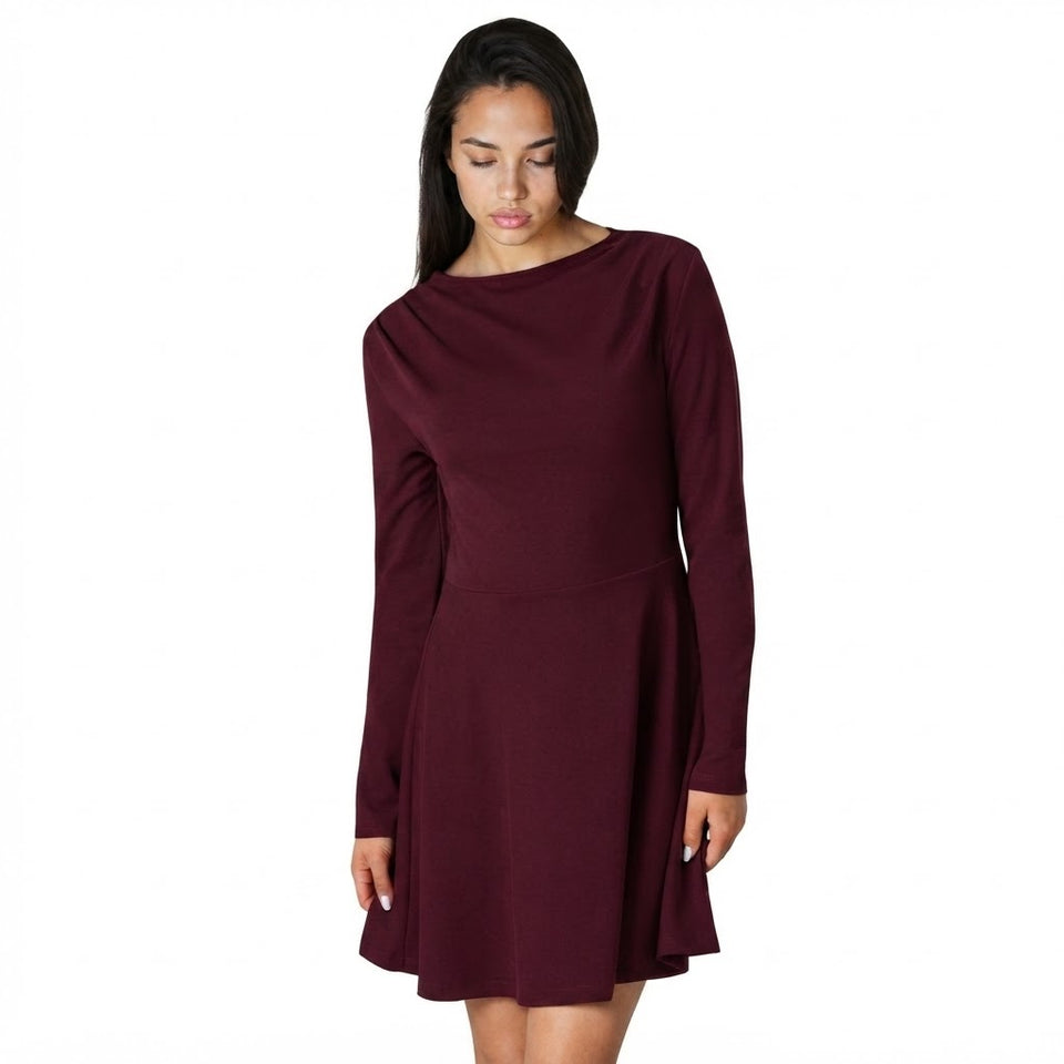 Sinsay Women's Burgundy Long-Sleeve Mini Dress
