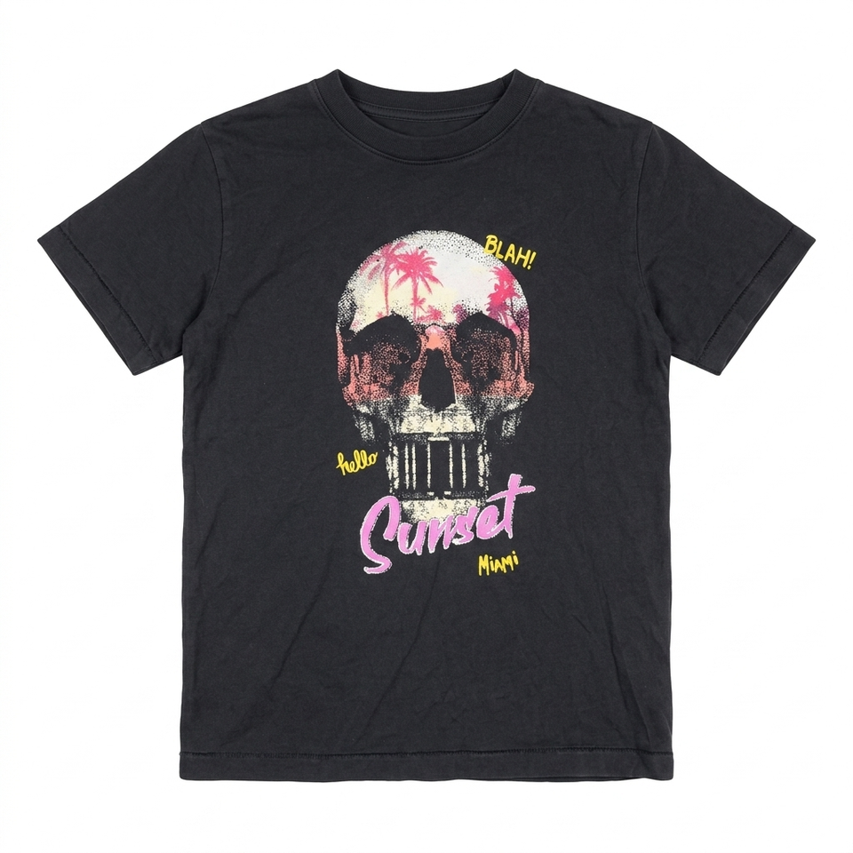 Zara Girl's Black Miami Sunset Graphic Print T-Shirt | Zara In Lebanon
