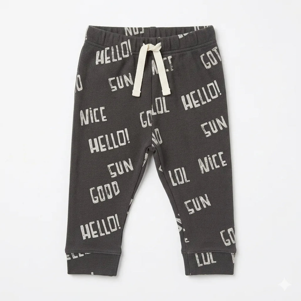 Zara Baby Boy's Dark Grey Printed Elastic Waist Sweatpants | Zara In Lebanon