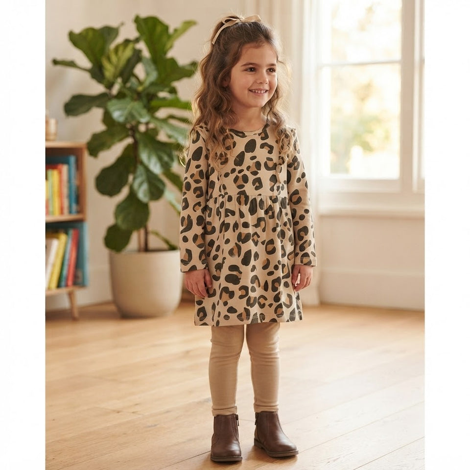 Sinsay Girl's Multicolor All Over Leopard Printed Dress