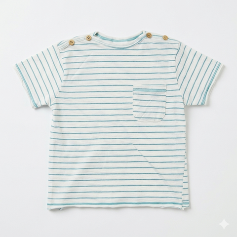 Zara Baby Boy's Blue/White Striped T-Shirt With Chest Pocket | Zara In Lebanon