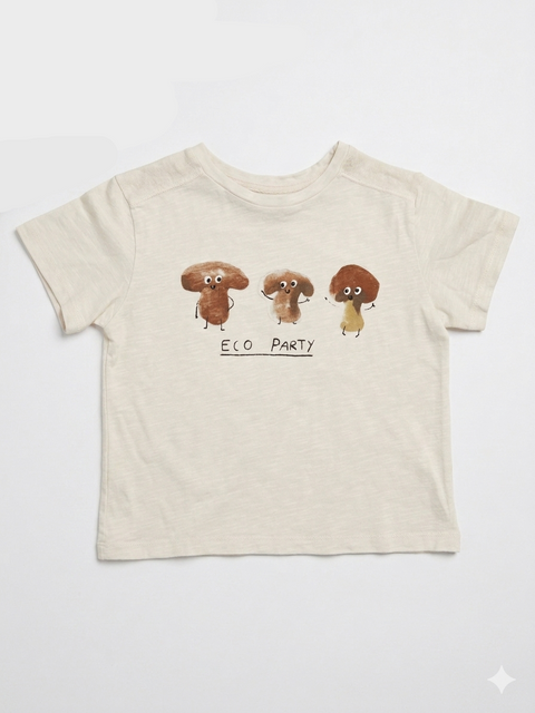 Zara Baby Boy's Beige " Eco Party " Mushrooms T-Shirt | Zara In Lebanon