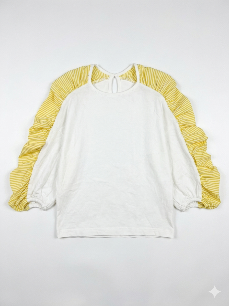 Zara Girl's Yellow/White Striped Puff-Sleeve Blouse | Zara In Lebanon