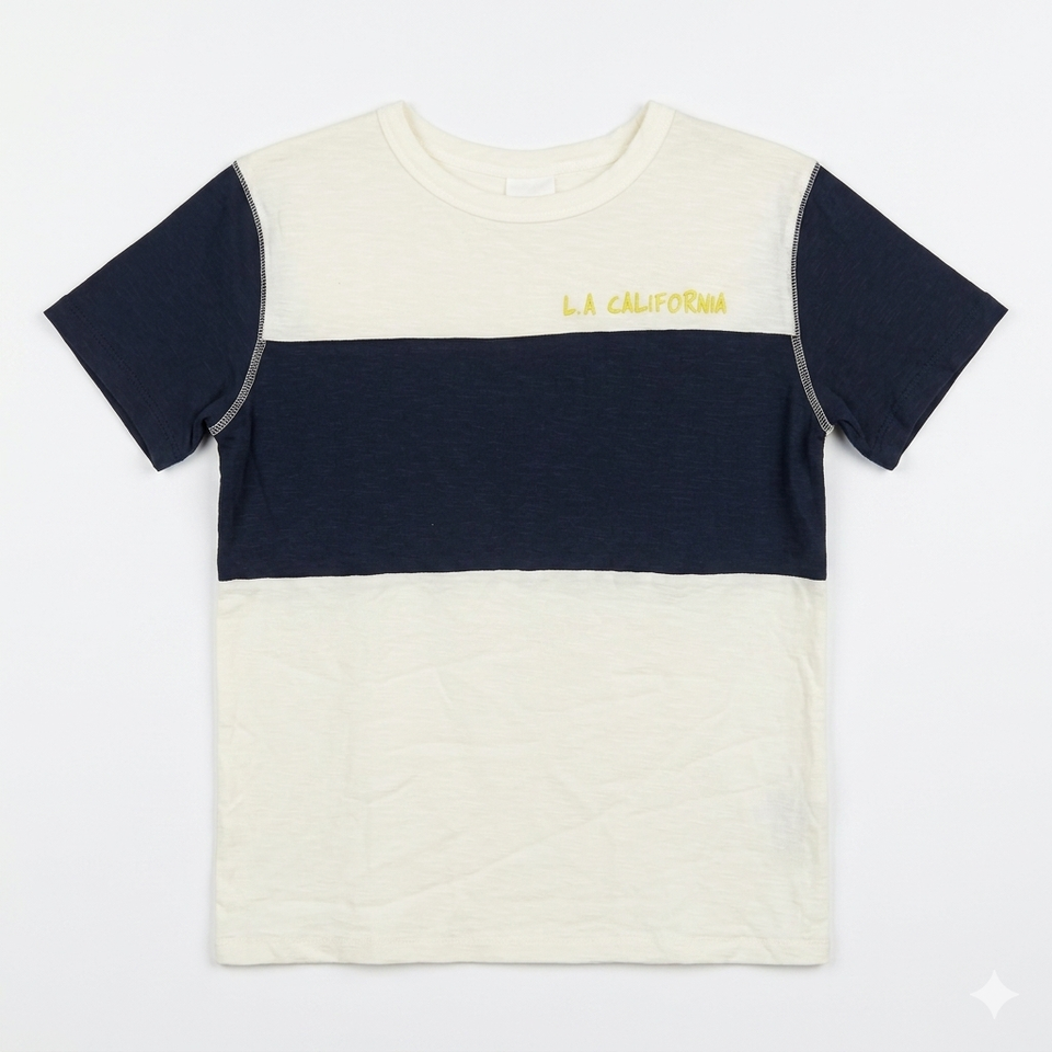 Zara Boy's White/Navy L.A California Cotton T-Shirt | Zara In Lebanon